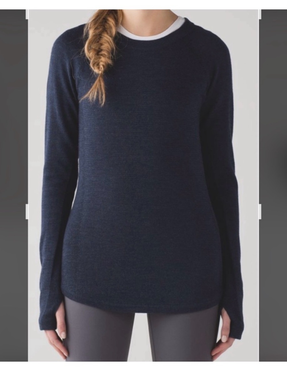 Lululemon Athletica Sit in Lotus Merino Wool Sweater in Navy Blue